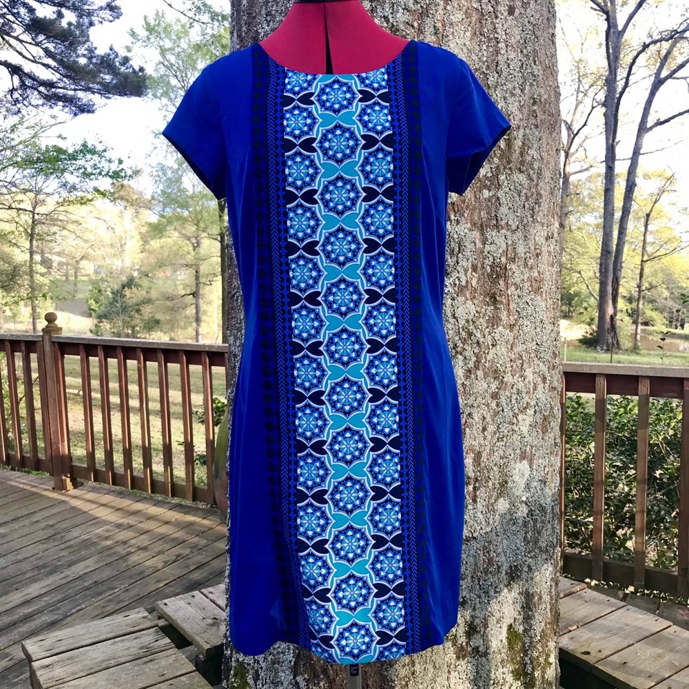 $89 Banana Republic royal blue & patterned sheath